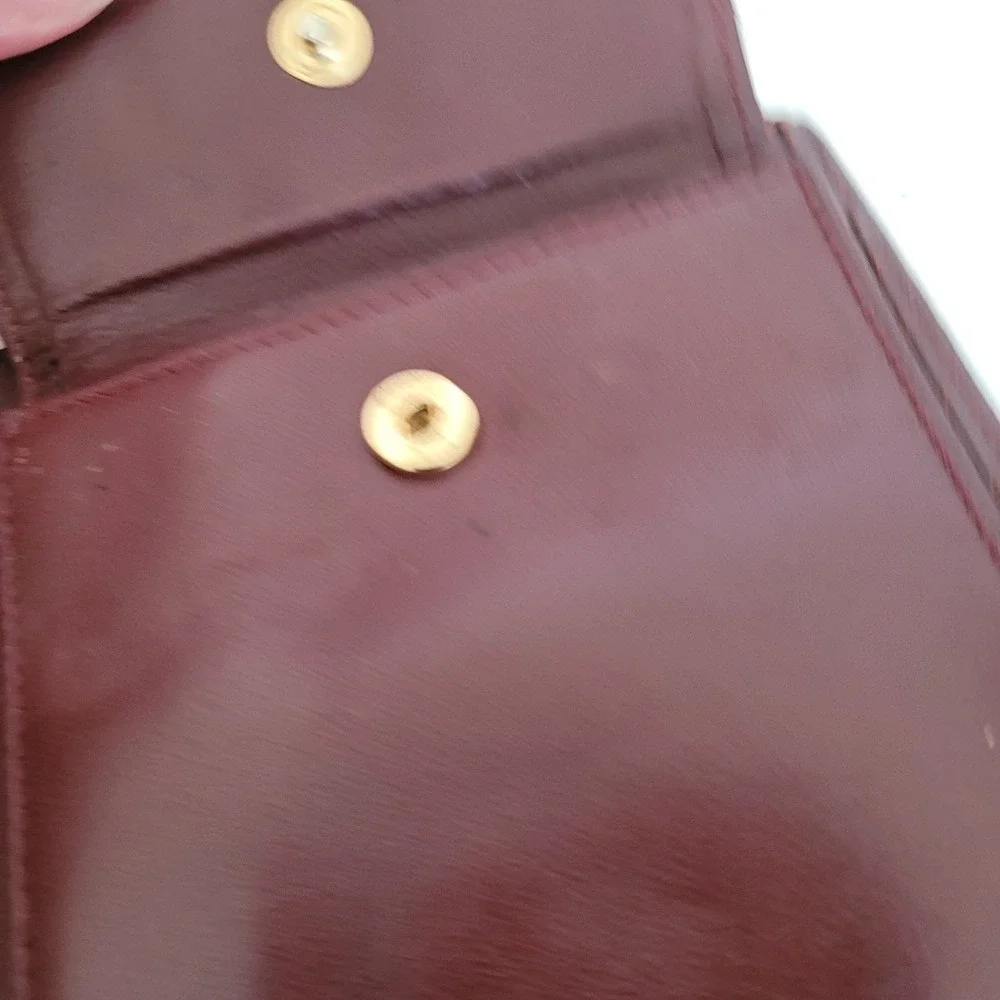 Cartier Must de Cartier Burgundy Leather Bifold Wallet Gold Corners Italy Vintag